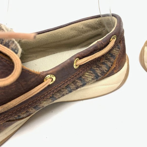 SPERRY TOP SIDER Genuine Leather Brown Houndstooth Loafers Boat Shoes Flats sz 8 - Picture 8 of 16
